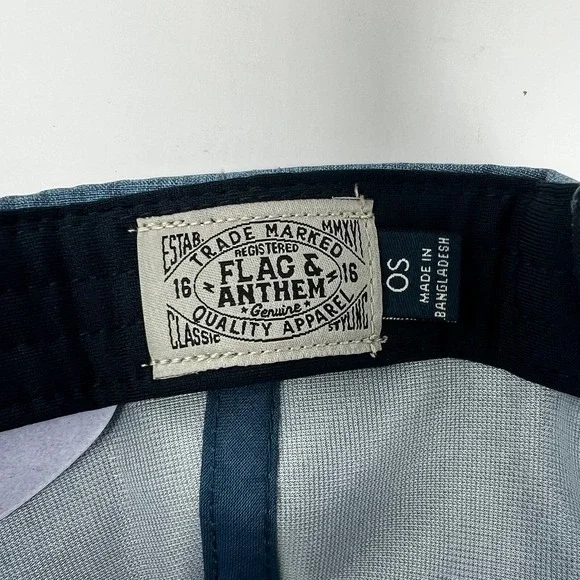 Flag & Anthem Snapback  Hat Blue One Size Adjustable Mesh Back 6 Panel - Picture 5 of 7